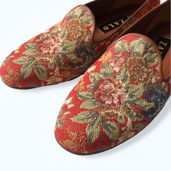 Zalo Shoes Zalo Flora Tapestry Needlepoint Loafers Slip On Shoes 7